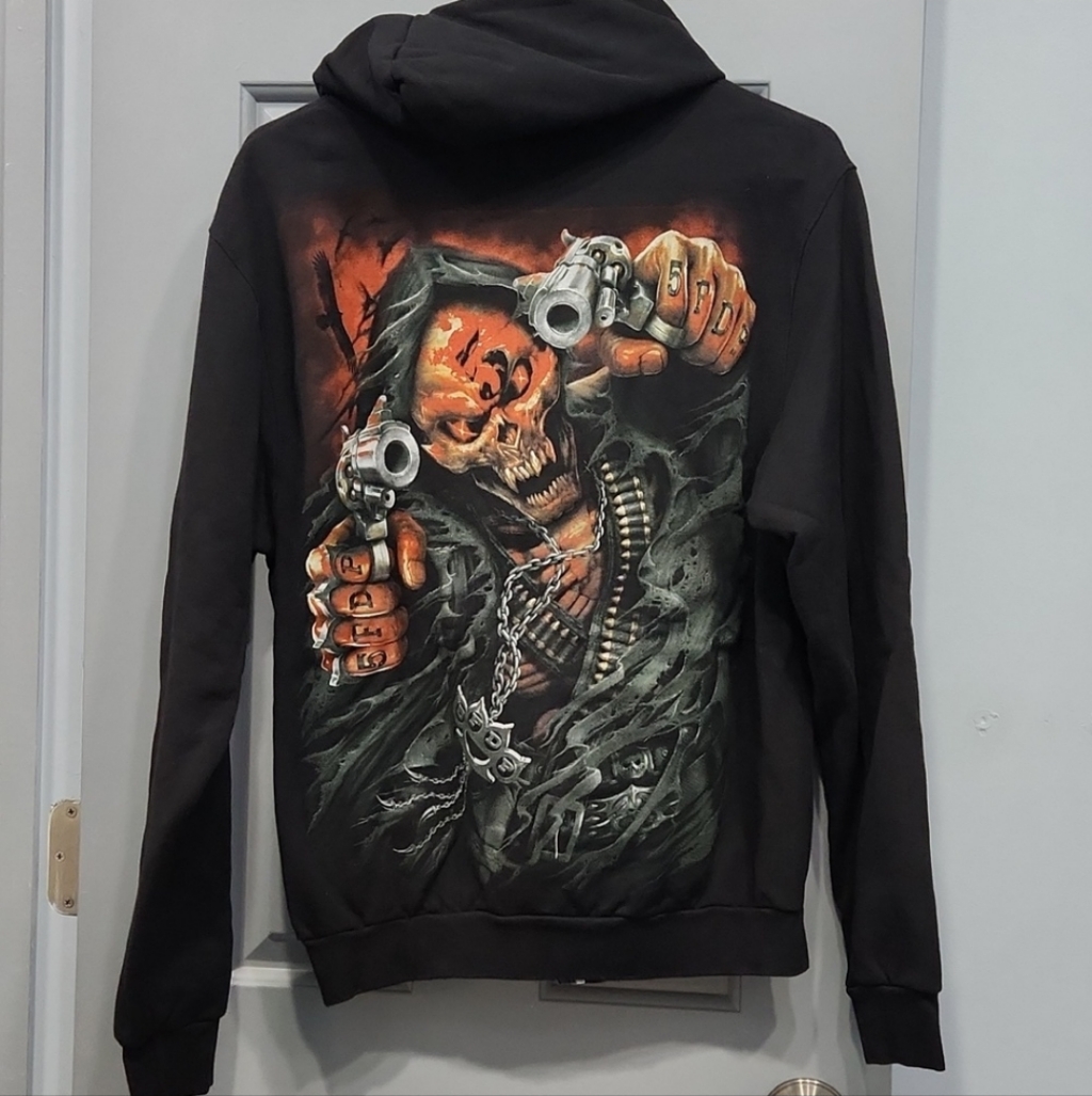 Nwot 5fdp Five Finger Death Punch Assassin Knuckles Black Full Zip Hoodie Jacket